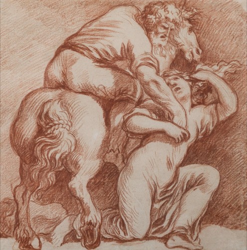 Attribué à Jean-robert Ango (1759 – 1773) - Homme à cheval enlevant une femme