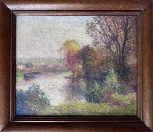French School Around 1900 - River Landscape - Paintings & Drawings Style Art nouveau