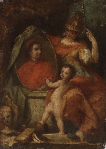 Nicolas Delobel (1693-1763) - Portrait allégorique du cardinal Alessandro Albani