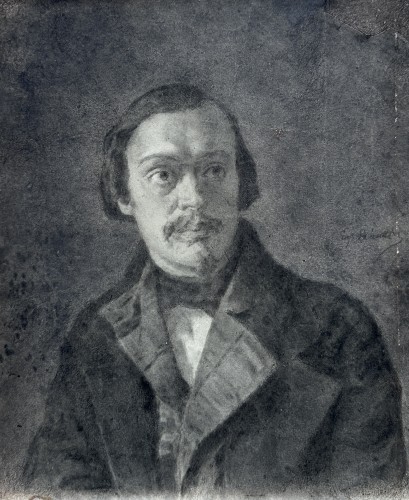 Eugène Devéria (1805-1865) - Portrait d'Homme Vêtu d'Une Redingote - Tableaux et dessins Style Napoléon III