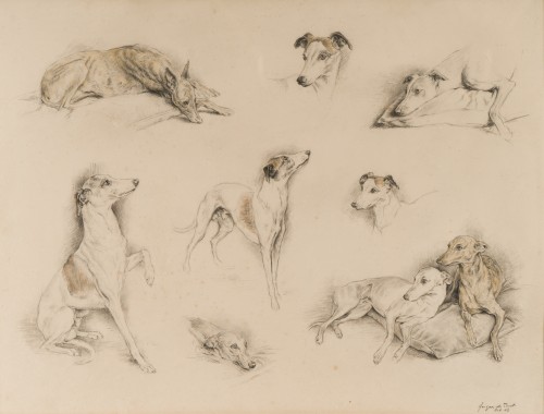 Study Of Greyhounds, 1963 - Attributed To Xavier De Poret (1923-2016) 