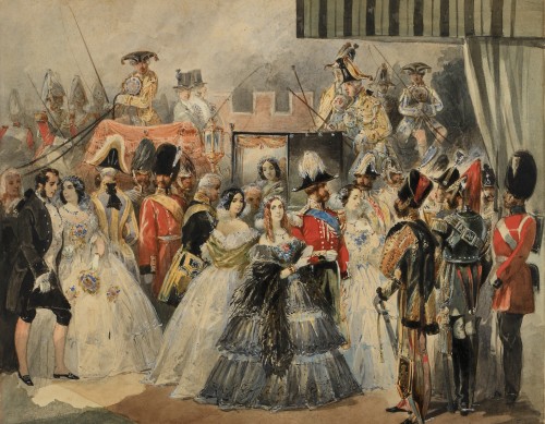 Entrée de l’Empereur Alexandre II de Russie et de sa fille, attribué à Mikhail Alexandrovich Zichy (1827-1906)