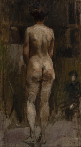 Étude de nu féminin debout dans l'atelier, attribué à Eva Gonzalès (1847 – 1883) 