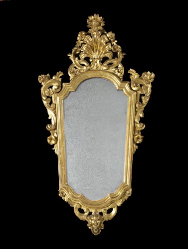 XVIIIe siècle - Paire de miroirs lombards du 18e siècle