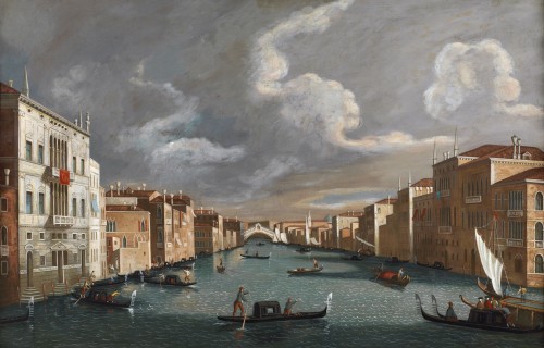 Vue du Grand Canal avec le pont du Rialto, Jacopo Fabris ( 1689 - 1761 )