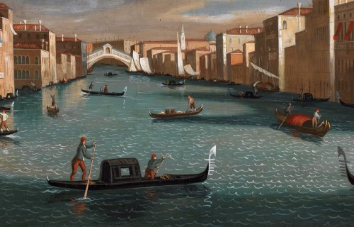 Tableaux et dessins Tableaux XVIIIe siècle - Vue du Grand Canal avec le pont du Rialto, Jacopo Fabris ( 1689 - 1761 )