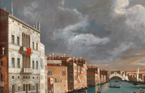 XVIIIe siècle - Vue du Grand Canal avec le pont du Rialto, Jacopo Fabris ( 1689 - 1761 )
