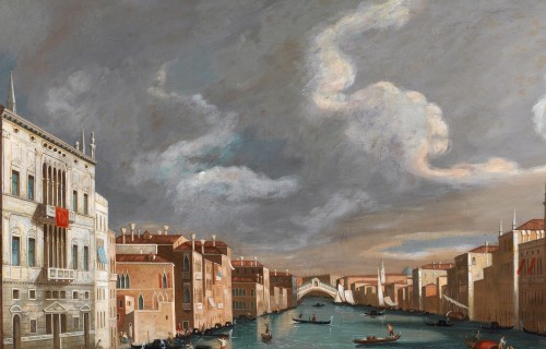 Antiquités - Vue du Grand Canal avec le pont du Rialto, Jacopo Fabris ( 1689 - 1761 )