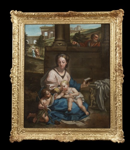 Vierge à l'Enfant École Romaine '600 - Tableaux et dessins Style Louis XV