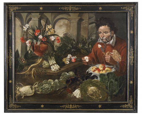 Nature morte avec un vendeur de fruits - Adrien de Gryef ( 1657 - 1722 ) - Riccardo Moneghini