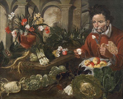 XVIIe siècle - Nature morte avec un vendeur de fruits - Adrien de Gryef ( 1657 - 1722 )
