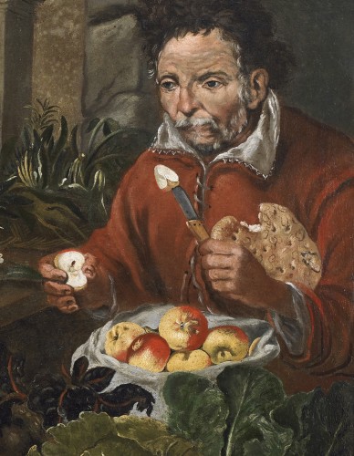 Nature morte avec un vendeur de fruits - Adrien de Gryef ( 1657 - 1722 ) - Louis XV