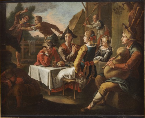 Scene From An Exterior Inn Of A 17th Century - Todeschini ( 1644 - 1736 )