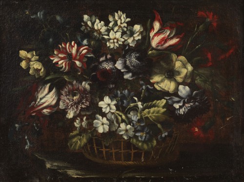 Nature Morte avex corbeille de fleurs - Laura Bernasconi ( XVIe - XVIIeI siècle )