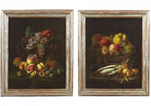 Pair Of Still Lifes  by Angelo Maria Rossi