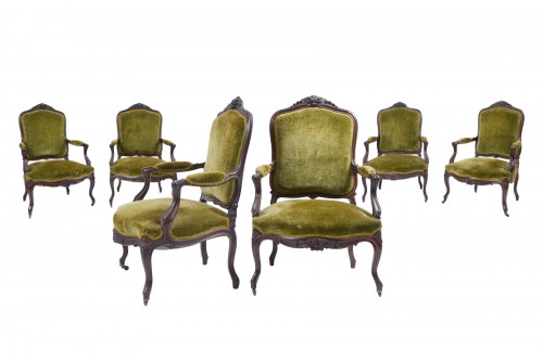 Six Lombard Armchairs Of The 18th Century 