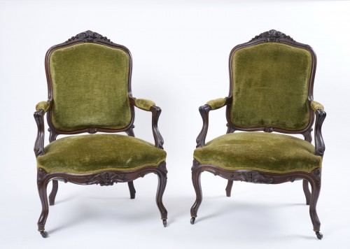 Six Lombard Armchairs Of The 18th Century  - Seating Style Louis XV