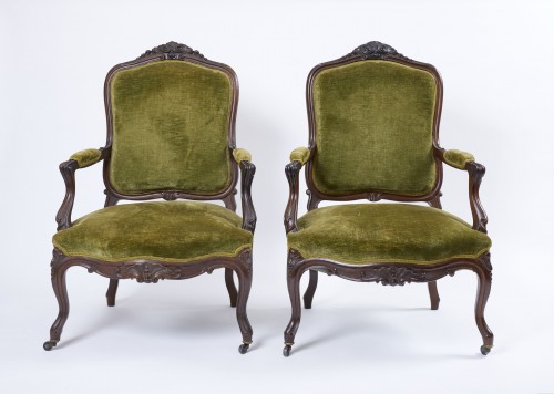 Louis XV - Six Lombard Armchairs Of The 18th Century 