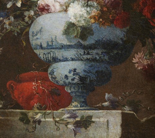 Still Life Depicting A Vase Of Flowers - Gaspare Lopez ( 1650 - 1740 ) - 