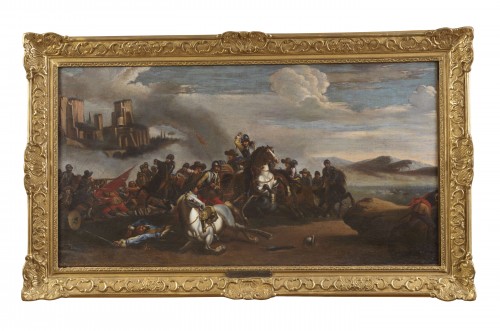 Bataille de chevaliers - Pieter Hofmans (1642 - 1692) - Tableaux et dessins Style Louis XIV