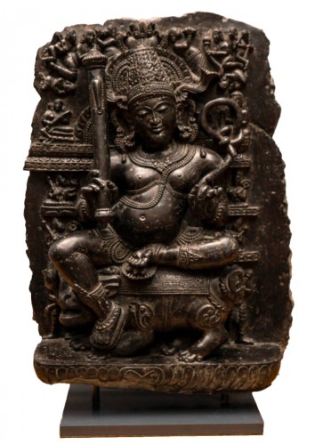 A Fourteenth-Fifteenth Century East Indian Black Stone Stele Of The Goddess