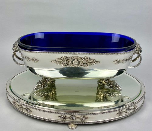 silverware & tableware  - planter or centerpieces in solid silver and blue crystal