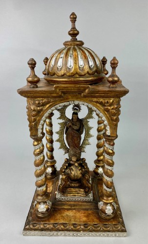 Tabernacle du début du XVIIIe siècle en bois et argent massif - Art sacré, objets religieux Style 