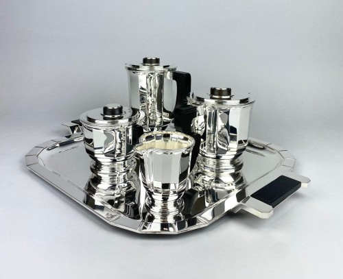 silverware & tableware  - Ravinet d&#039;Enfert Art Deco solid  silver tea / coffee set, 1925