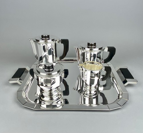 Ravinet d’Enfert époque Art Déco 5 pièces thé café en argent massif 1925 - Robin Kowalski Antiques