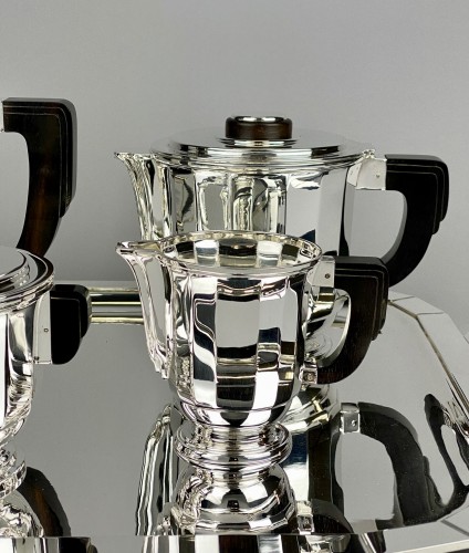 XXe siècle - Ravinet d’Enfert époque Art Déco 5 pièces thé café en argent massif 1925