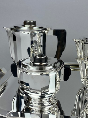 Ravinet d’Enfert époque Art Déco 5 pièces thé café en argent massif 1925 - Art Déco