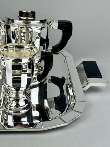 Art Déco - Ravinet d’Enfert époque Art Déco 5 pièces thé café en argent massif 1925