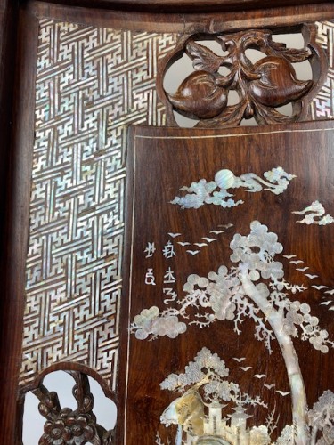 Asian Works of Art  - Large Chinese Hardwood and Mother Of Pearl  Screen