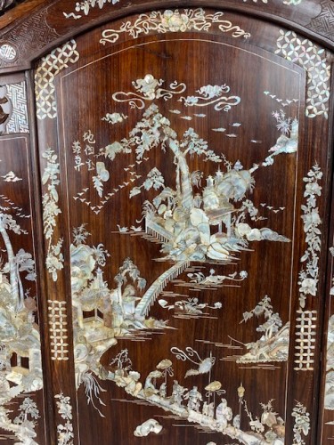 Large Chinese Hardwood and Mother Of Pearl  Screen - 