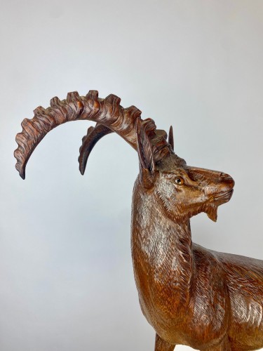 Large Chamois Carved In Wood. Black Forest - 