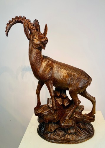 Large Chamois Carved In Wood. Black Forest - 