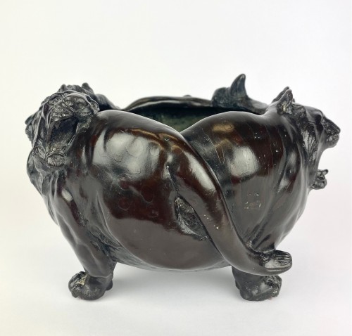 Antiquités - Cache pot en bronze, Japon période Meiji vers  1890