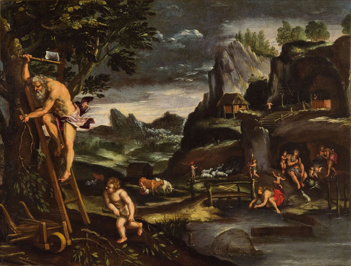 Giovanni Francesco Grimaldi (1606 - 1680) - Landscape with Adam and Eve -  Ref.65218