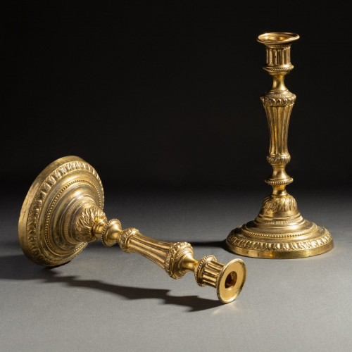 Paris, Transition Period - Pair Of Large Ormolu Bronze Candlesticks - Lighting Style Transition