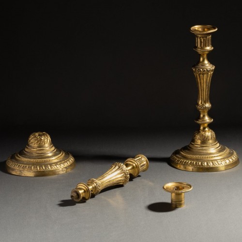 18th century - Paris, Transition Period - Pair Of Large Ormolu Bronze Candlesticks