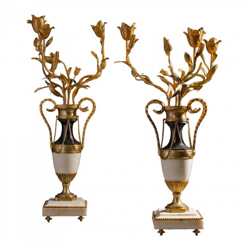 Paris, Late Louis XVI Period - Large Pair Of Floral Candelabras