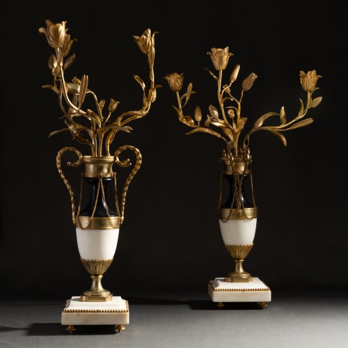 Lighting  - Paris, Late Louis XVI Period - Large Pair Of Floral Candelabras