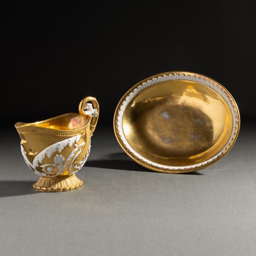 Porcelain “casque” Cup And Saucer Circa 1820, Feuillet à Paris - 