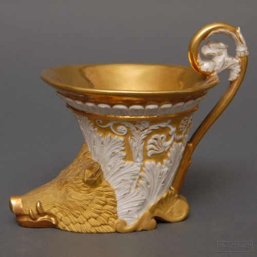 Restauration - Charles X - Porcelain “casque” Cup And Saucer Circa 1820, Feuillet à Paris