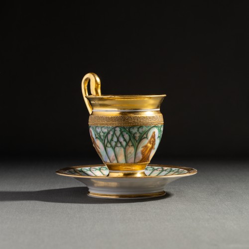 Ovoid Cup With “troubadour” Decoration And Knurled Friezes - Darte Frèrescirca 1825 - Restauration - Charles X