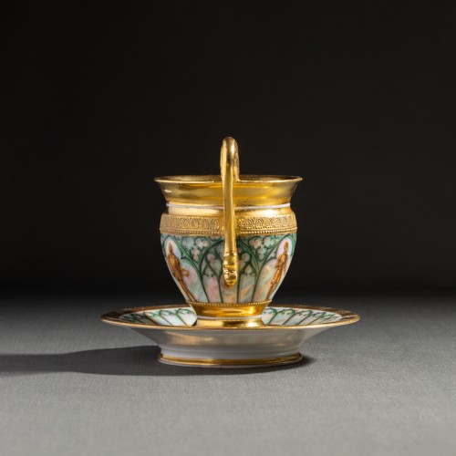 Antiquités - Ovoid Cup With “troubadour” Decoration And Knurled Friezes - Darte Frèrescirca 1825