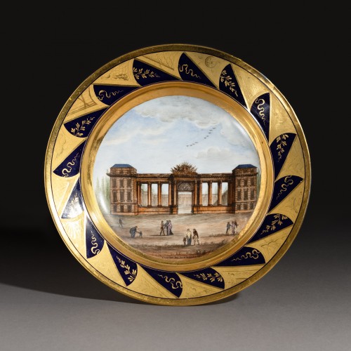 Céramiques, Porcelaines  - Darte Frères - Assiette à décor topographique, époque Consulat