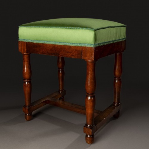  Mahogany and silk stool by Lelièvre, Paris Empire period, Restoration period - Seating Style Restauration - Charles X