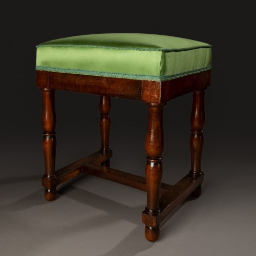 Seating  -  Mahogany and silk stool by Lelièvre, Paris Empire period, Restoration period