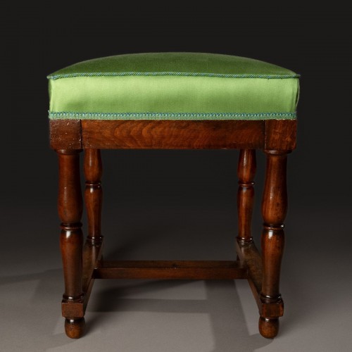 19th century -  Mahogany and silk stool by Lelièvre, Paris Empire period, Restoration period